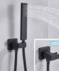 UMJIGF Shower System Wall Mounted Concealed Shower Faucet Set Multifunction Matte Black handheld shower head with water spray.