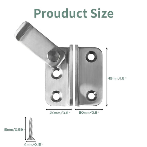 Flip Gate Latch With Padlock Hole Stainless Steel Door Lock For Barn Doors Sliding Door Bolt Latch dimensions shown