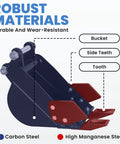 Beast Of A Compact Mini Excavator Bucket Attachment For Up To 2 Tons, 7.24 Inch Wide, 2 Pins, High Manganese Steel Teeth