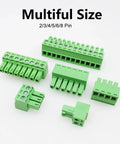 Assorted green 4 pin 3.5mm pitch PCB screw terminal block connectors for 16 to 28 AWG wires, pluggable quick connector