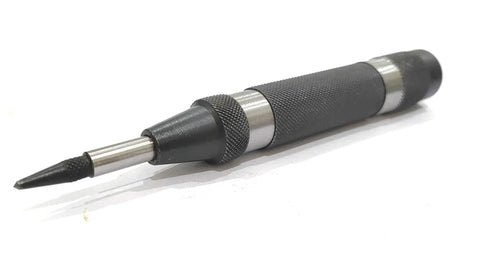 Heavy Duty Automatic Center Punch With Replaceable Hardened Steel Tip spring loaded precision marking tool, close-up view.