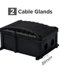 Side view of IP67 Outdoor Waterproof Junction Box With 1 In 2 Out Cable Glands Enclosure For Electronics, 119x93x56 mm.