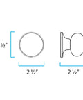 Diagram of passage knob dimensions for Keyless Entry Electronic Touchpad Deadbolt And Passage Knob Combo Satin Nickel No Fuss Install.