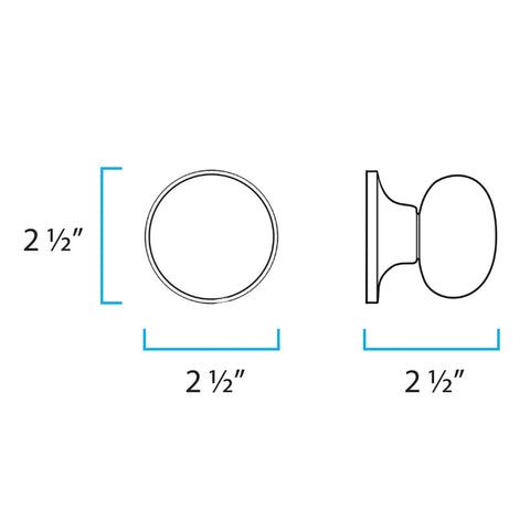 Diagram of passage knob dimensions for Keyless Entry Electronic Touchpad Deadbolt And Passage Knob Combo Satin Nickel No Fuss Install.