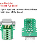 10 Pack DB9 Solderless RS232 Serial To 9 Pin Terminal Male Breakout Adapters Kit For Easy Wire Up Durable Copper Joints PP Housing No Welding Needed Ideal For DIY Electronics Projects And Robotics Tinkering, green PCB