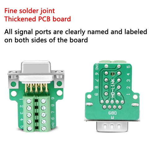 10 Pack DB9 Solderless RS232 Serial To 9 Pin Terminal Male Breakout Adapters Kit For Easy Wire Up Durable Copper Joints PP Housing No Welding Needed Ideal For DIY Electronics Projects And Robotics Tinkering, green PCB