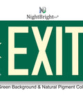 Photoluminescent Exit Sign Green Aluminum Frameless 50 Foot Glow No Expiration Date UL 924 UL Listed IBC NFPA 101 Code Compliant