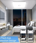 Daylight White 5000K 24W Square Flush Mount LED Ceiling Light 2050 Lumens No Flicker IP44 in modern bedroom setting