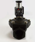 1 Inch BSPP Electric Solenoid Valve For Air Water Gas And Liquids, Normally Closed 110V AC, Plastic Body Front View