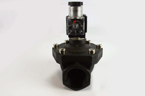 1 Inch BSPP Electric Solenoid Valve For Air Water Gas And Liquids, Normally Closed 110V AC, Plastic Body Front View