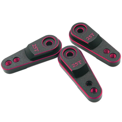 Beefy Aluminum Servo Horn 25T Steering Arm Upgrade, black red, for Traxxas TRX4, Axial SCX10, and Tamiya RC Crawlers