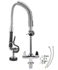 Maqulae Commercial Kitchen Faucet, G1/2 Thread Pull Down Sprayer with 360, featuring a polished chrome finish and flexible coil design.