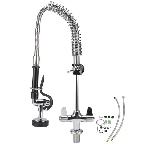 Maqulae Commercial Kitchen Faucet, G1/2 Thread Pull Down Sprayer with 360, featuring a polished chrome finish and flexible coil design.