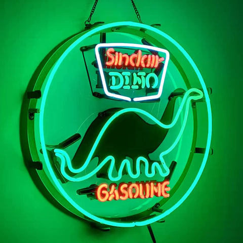 Green Real Glass Neon Sign 19x15 For Man Cave And Garage Gasoline Themed Advertising Neon Light On Black Metal Frame Plug In 110 240V