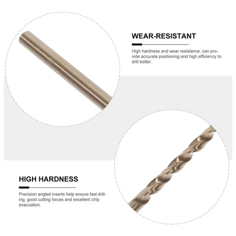Premium 10-Pc 1/8 Inch M35 Cobalt Drill Bit Set For Hardcore Metals Stainless Steel Cast Iron High Speed Steel Twist Bits That Get The Job Done Perfectly, wear-resistant drill bit close-up
