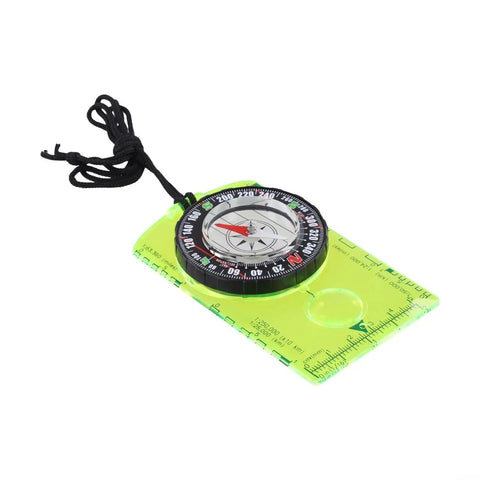 Stay On Track Hiking Compass With Acrylic Baseplate And Ruler Scale, 360 Degree Bezel And Azimuth Bearing, Green Edition on white