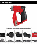 12V Brushless Cordless Drill Driver Combo 4 In 1 Hammer Drill With Right Angle Head 500 In Lb Torque Compact Pro Grade Workhorse Bare Tool with attachments.