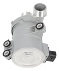 Factory Grade Electric Water Pump For Bmw 328i 2012 To 2016 Straight Dropin Swap angle view with inlet and outlet fittings.
