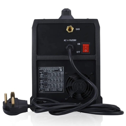 Back view of 205 Amp All In One MIG TIG Stick Arc Welder Dual Voltage 110V And 230V with power cord and switch visible