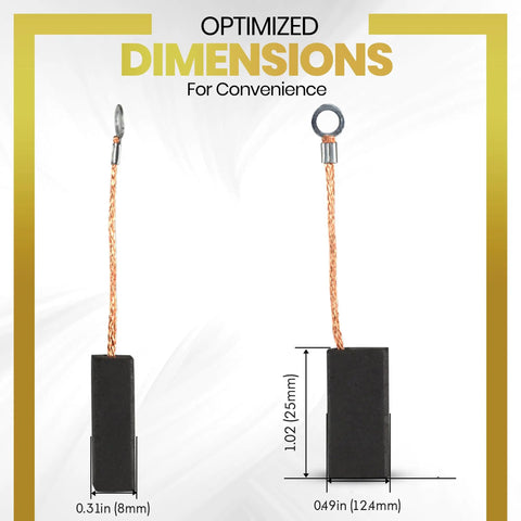 Heavy Duty 4 Pack Carbon Brush Replacement Set Fits Power Tool Motors Compatible With N031634 And 698873 dimensions diagram