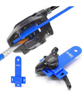Bike Brake Caliper Piston Cleaning Tool Dope 3D Printed Polymer Piston Cleaner For Dust Oil Buildup Removal Universal Fit For Shimano SRAM MTB And Road Hydraulic Brakes, blue cleaner tool with brake caliper.