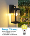 Dusk To Dawn Amber LED Outdoor Bulbs With Built In Sensor 2000K Warm Glow 9W 60W Equivalent E26 Base Bug Light