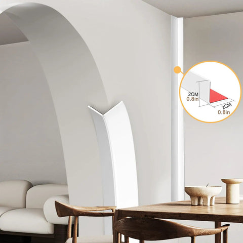 Flexible TPE Wall Corner Protector Self Adhesive Edge Guard Strip Bends Smooth Around Corners For Walls And Doors, 0.8 inch thick.