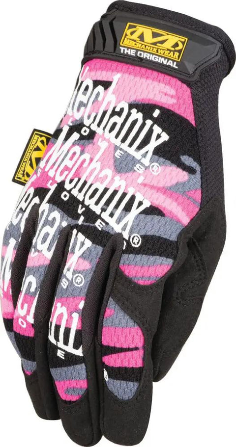 Women's Pink Camouflage Work Gloves With Secure Fit, Flexible Grip, Touchscreen Compatible, Rugged 0.8mm Synthetic Leather