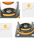 Close-up of Heavy Duty Polyurethane Caster Wheels with visible ball bearings and yellow dust ring fittings.