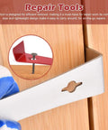 Flat Pry Bar Set, Stainless Steel Pry Bar Scraper Tools, shown prying wood with red handle detail, focus on multipurpose use