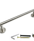 Stainless Steel Towel Bar 24 Inch Matte Black Finish Wall Mounted Bathroom Towel Rack Rustproof SUS304 With Single Layer Rod For Hand Towels