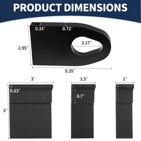 Universal Auto Body Pull And Weld Clamp Set 7Pcs dimensions view with measurements for dent repair tools.