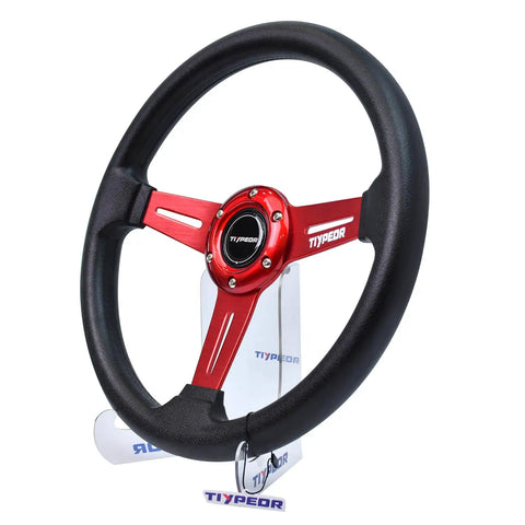 13 Inch Universal Golf Cart Steering Wheel With Red Spokes And PU Grip Fits Club Car DS Precedent EZGO RXV TXT Yamaha Boats And Adventure Simulators 6 Bolt Mount Durable Red Bracket Easy Set Up