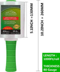 2-Pack Clear Stretch Wrap Film 80 Gauge 5.1 Inch By 1000 Feet With Plastic Handle For Pallet Wrapping