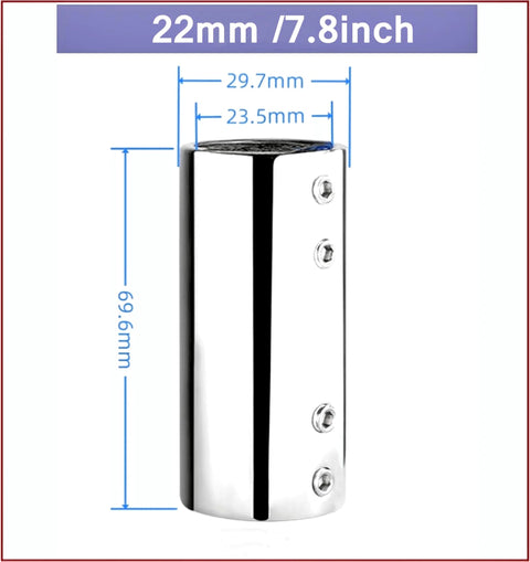 Marine straight pipe fitting connector, stainless steel 316, 25mm (1 in) size, front view