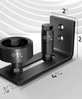 Two Pack Barn Door Floor Guide System With Wall Mount, Eight Setup Options, Adjustable Stay Roller, Flush Flat Bottom Design, Black Finish