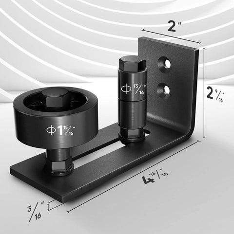 Two Pack Barn Door Floor Guide System With Wall Mount, Eight Setup Options, Adjustable Stay Roller, Flush Flat Bottom Design, Black Finish