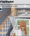Tilt top bracket for adjustable 47 inch stainless steel balusters, ideal for stair installations in homes.