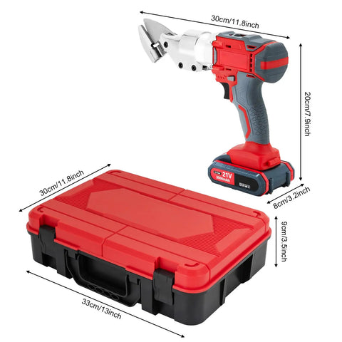 Cordless 21V Metal Shear With Swivel Head Two Speed Cutter For Sheet Metal Cutting 600W Beast Power Tool With 1500mAh Battery For Steel Aluminum And Stainless Steel, 20cm tool and 33cm case