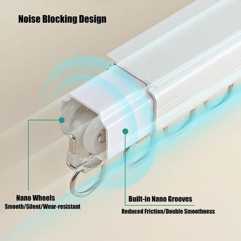 Wall Mount Curtain Track System, Ultra Slick Quiet Sliding Rail For Living Room, Hotels And Teahouses, Heavy Duty Aluminum Alloy Double Track, Gold Finish, Room Divider Sliding Curtain Rod, 10.5ft close-up of nano wheel rail