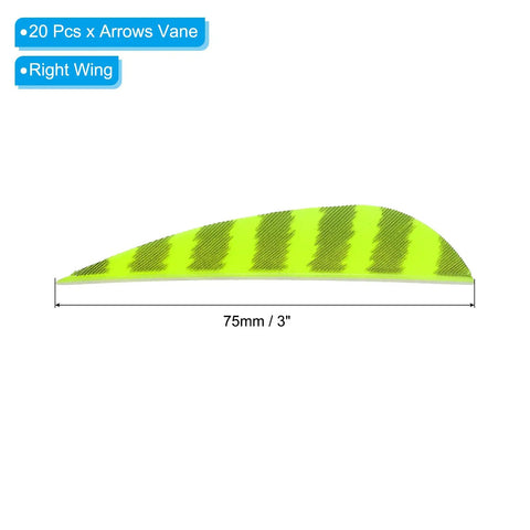 Shield Cut Arrow Vanes 20 Pack 3 Inch Turkey Feather Fletch Right Wing Fletching For DIY Target Shooting Fluorescent Yellow