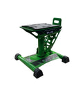 Green Dirt Bike Lift Stand For Off Road Rides, Lightweight Yet Beefy Carbon Steel, Ultra Stable Center Post, Universal Fit for Dirt Bikes