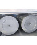Inside view of dual drum dust collector filters for Straight Up Heavy Duty Metal Working Downdraft Table With Dual Drum Dust Collector And Welding Fume Extractor For Industrial Shop Grinding And Multi Stage Filtration 3KW 220V.