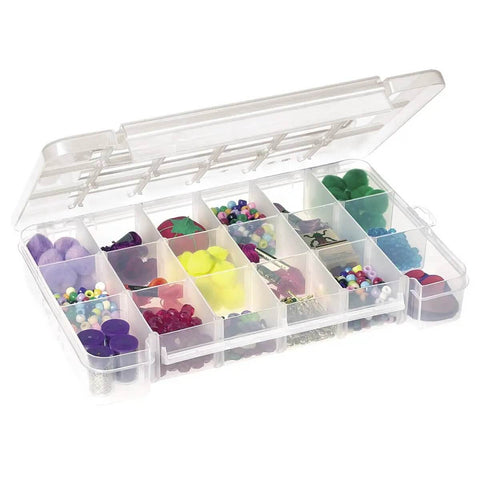 Portable Plastic Parts Storage Case With Hinged Lid And Five Adjustable Dividers Large Clear Organizer For Hardware Nuts Bolts Beads Jewelry