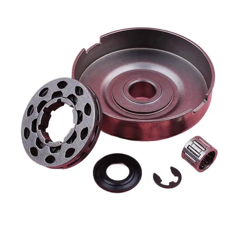 Top Shelf Standard Three Eighth Inch Ten Tooth Sprocket Rim Clutch Drum with washers and E clips for Stihl 362 365 371 372.