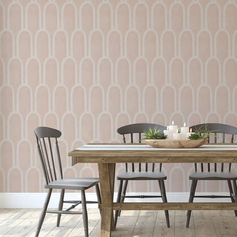 Queen Emma Pink Removable Peel And Stick Wallpaper Self Adhesive Repositionable Art Deco Design No Residue Mess Free Easy Install 20.5 In