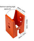 Heavy Duty Cut Off Saw Horse Brackets 2 Pack Cold Rolled Steel Mechanical Workbench Jacks, showing dimensions, orange color.