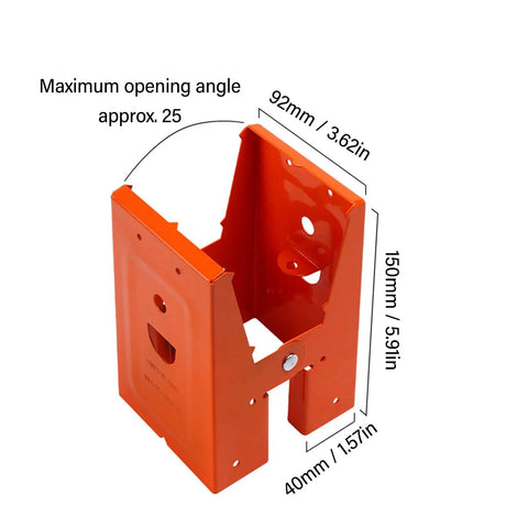 Heavy Duty Cut Off Saw Horse Brackets 2 Pack Cold Rolled Steel Mechanical Workbench Jacks, showing dimensions, orange color.