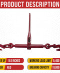 Heavy Duty Ratchet Chain Binder Set Five Sixteenth To Three Eighth Inch Chain With Grab Hooks 5400 Lbs Working Load Limit 4 Pack