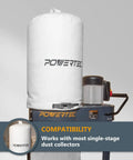 Heavy Duty Dust Collector Bag 15 X 23 Inch, 1 Micron Filter For Fine Dust, on Powertec dust collector machine.